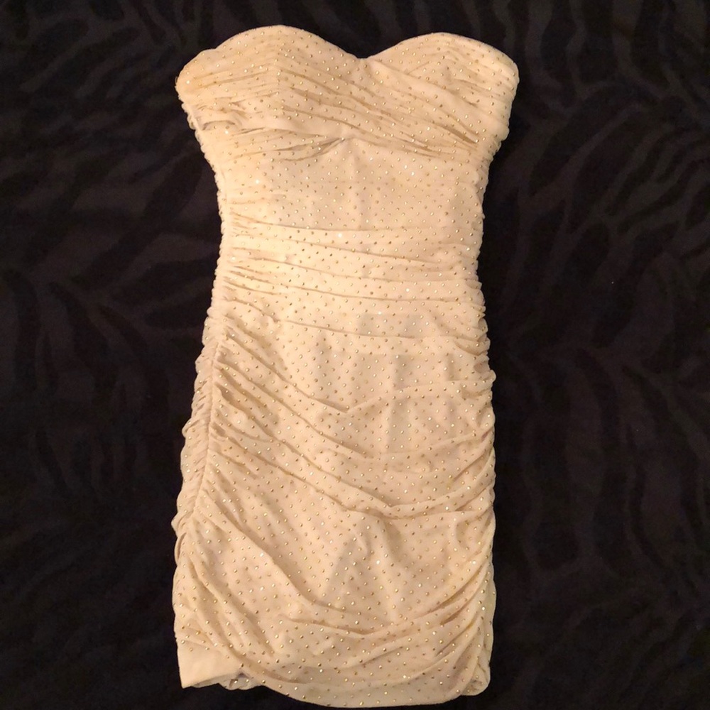 Bebe gold strapless  dress